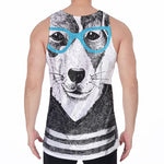 Hipster Jack Russell Terrier Print Men's Velvet Tank Top