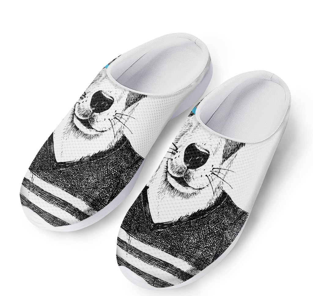 Hipster Jack Russell Terrier Print Mesh Casual Shoes