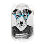 Hipster Jack Russell Terrier Print Mesh Laundry Hamper
