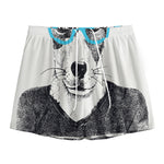 Hipster Jack Russell Terrier Print Mesh Shorts