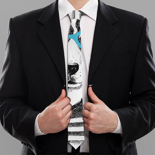 Hipster Jack Russell Terrier Print Necktie