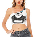 Hipster Jack Russell Terrier Print One Shoulder Crop Top