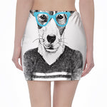 Hipster Jack Russell Terrier Print Pencil Mini Skirt