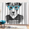 Hipster Jack Russell Terrier Print Pencil Pleat Curtains