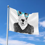 Hipster Jack Russell Terrier Print Polyester Flag