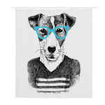 Hipster Jack Russell Terrier Print Polyester Shower Curtain