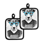 Hipster Jack Russell Terrier Print Pot Holders
