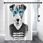 Hipster Jack Russell Terrier Print Premium Shower Curtain