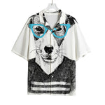 Hipster Jack Russell Terrier Print Rayon Hawaiian Shirt