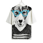 Hipster Jack Russell Terrier Print Rayon Hawaiian Shirt