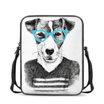 Hipster Jack Russell Terrier Print Rectangular Crossbody Bag