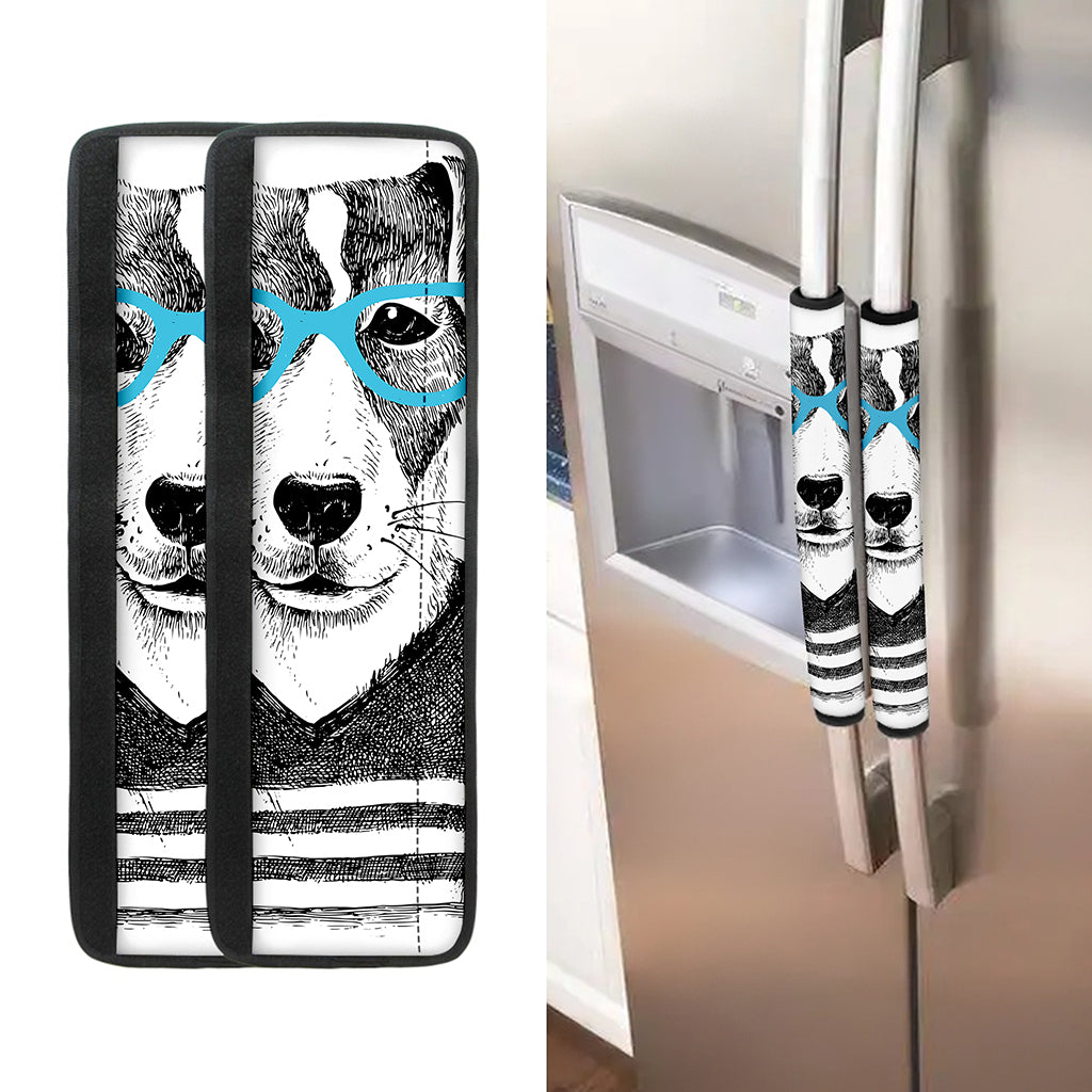 Hipster Jack Russell Terrier Print Refrigerator Handle Covers