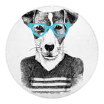 Hipster Jack Russell Terrier Print Round Blanket