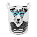 Hipster Jack Russell Terrier Print Round Laundry Basket