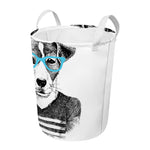 Hipster Jack Russell Terrier Print Round Laundry Basket