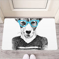 Hipster Jack Russell Terrier Print Rubber Doormat