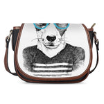 Hipster Jack Russell Terrier Print Saddle Bag