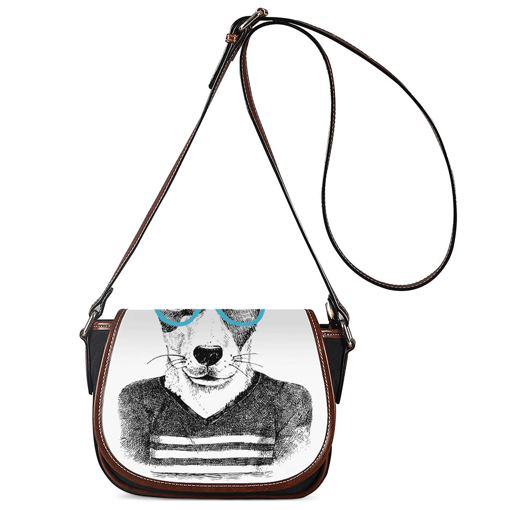 Hipster Jack Russell Terrier Print Saddle Bag