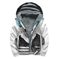 Hipster Jack Russell Terrier Print Sherpa Lined Zip Up Hoodie