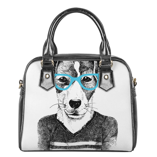 Hipster Jack Russell Terrier Print Shoulder Handbag
