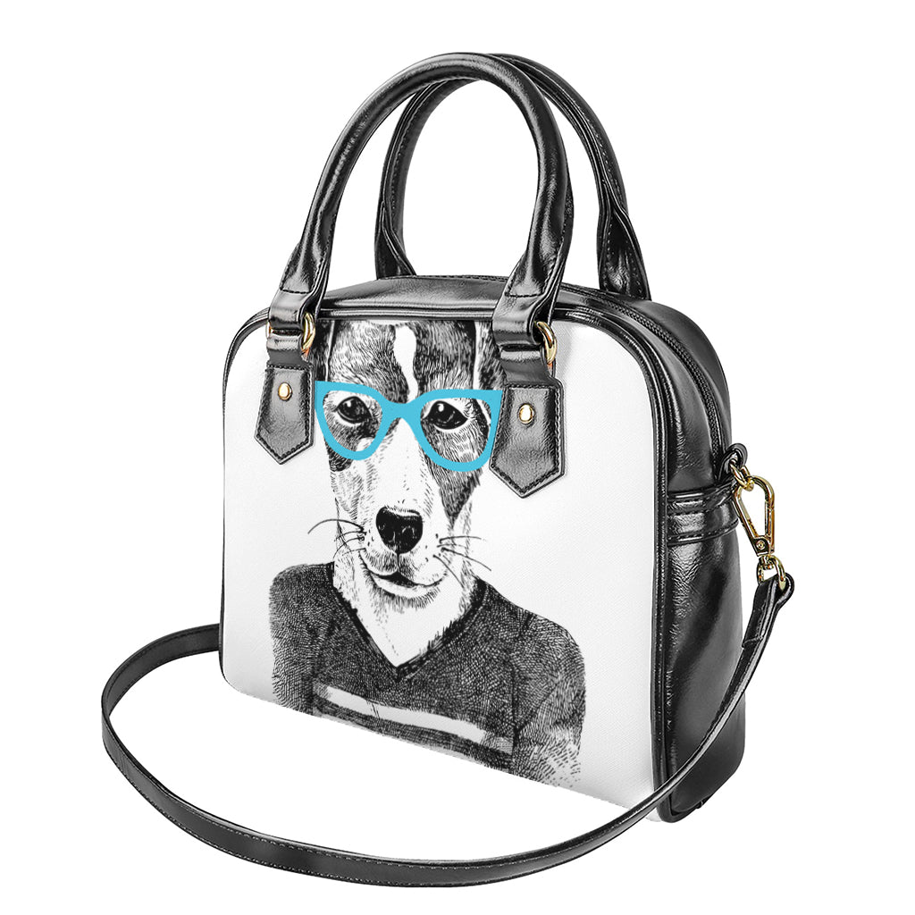Hipster Jack Russell Terrier Print Shoulder Handbag