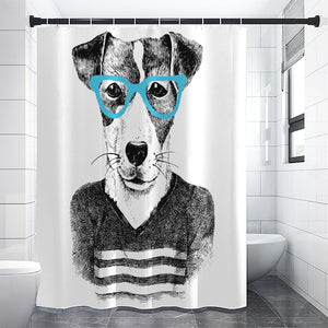 Hipster Jack Russell Terrier Print Shower Curtain