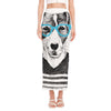 Hipster Jack Russell Terrier Print Side Slit Maxi Skirt