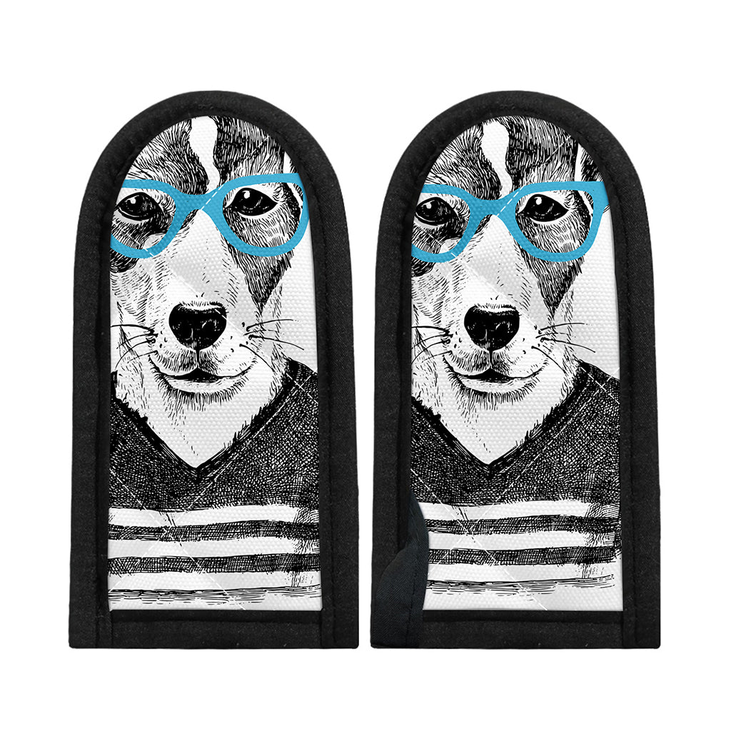 Hipster Jack Russell Terrier Print Skillet Handle Cover
