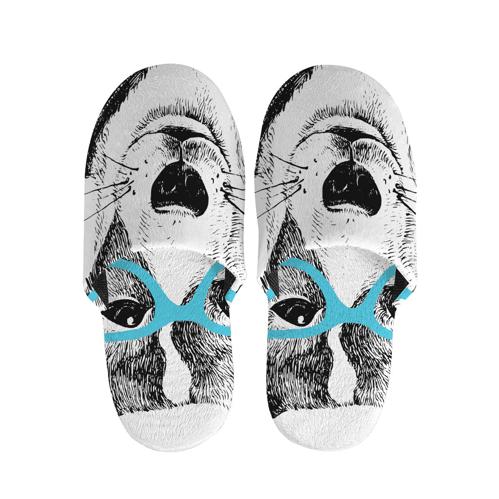 Hipster Jack Russell Terrier Print Slippers