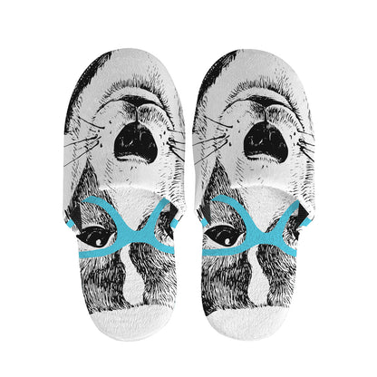 Hipster Jack Russell Terrier Print Slippers