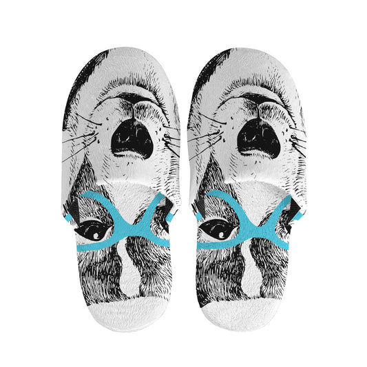 Hipster Jack Russell Terrier Print Slippers
