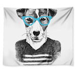 Hipster Jack Russell Terrier Print Tapestry
