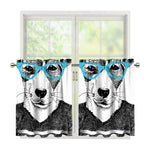 Hipster Jack Russell Terrier Print Tier Curtains