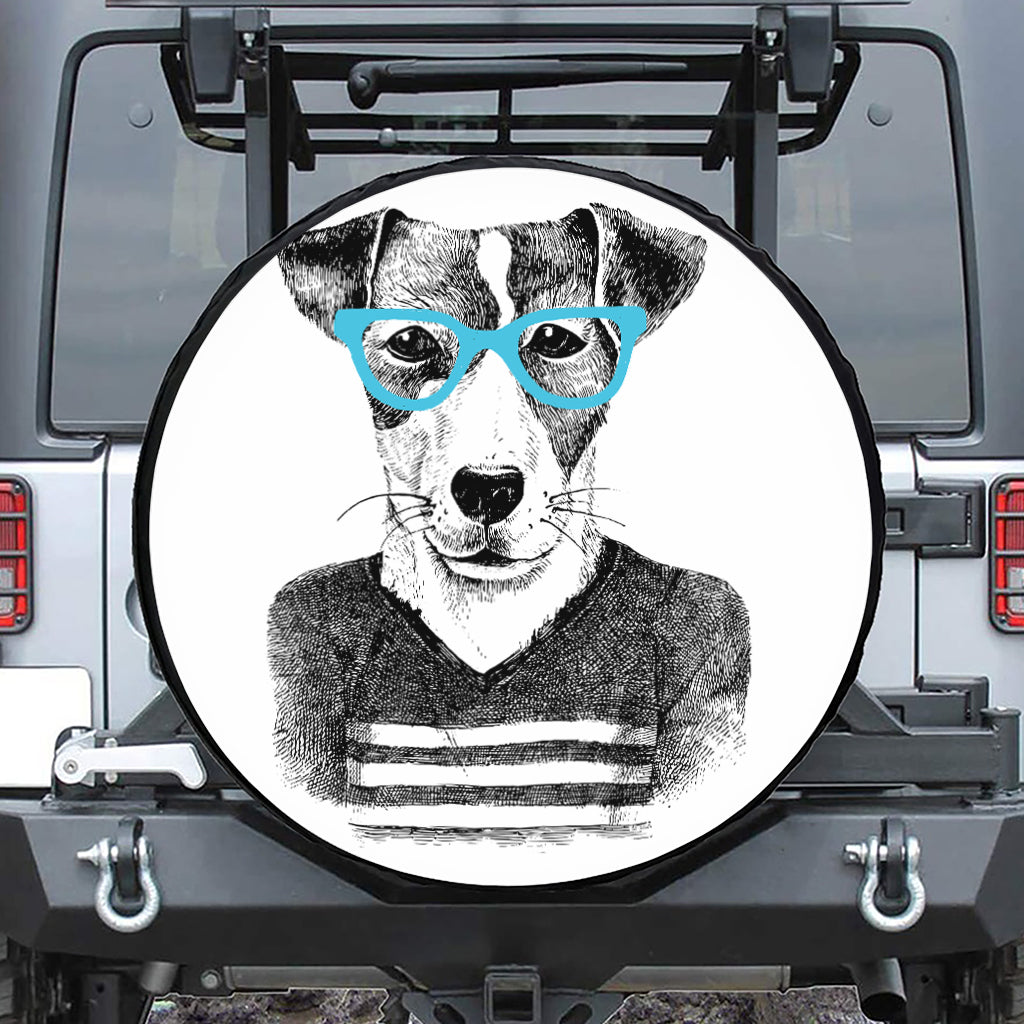 Hipster Jack Russell Terrier Print Tire Cover