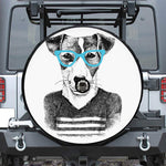 Hipster Jack Russell Terrier Print Tire Cover With Camera Hole