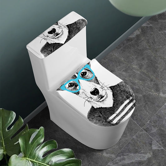 Hipster Jack Russell Terrier Print Toilet Lid And Tank Cover Set