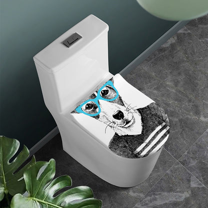 Hipster Jack Russell Terrier Print Toilet Lid Cover