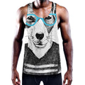 Hipster Jack Russell Terrier Print Men's Workout Tank Top