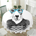 Hipster Jack Russell Terrier Print Waterproof Round Tablecloth