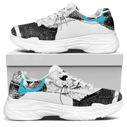 Hipster Jack Russell Terrier Print White Chunky Shoes