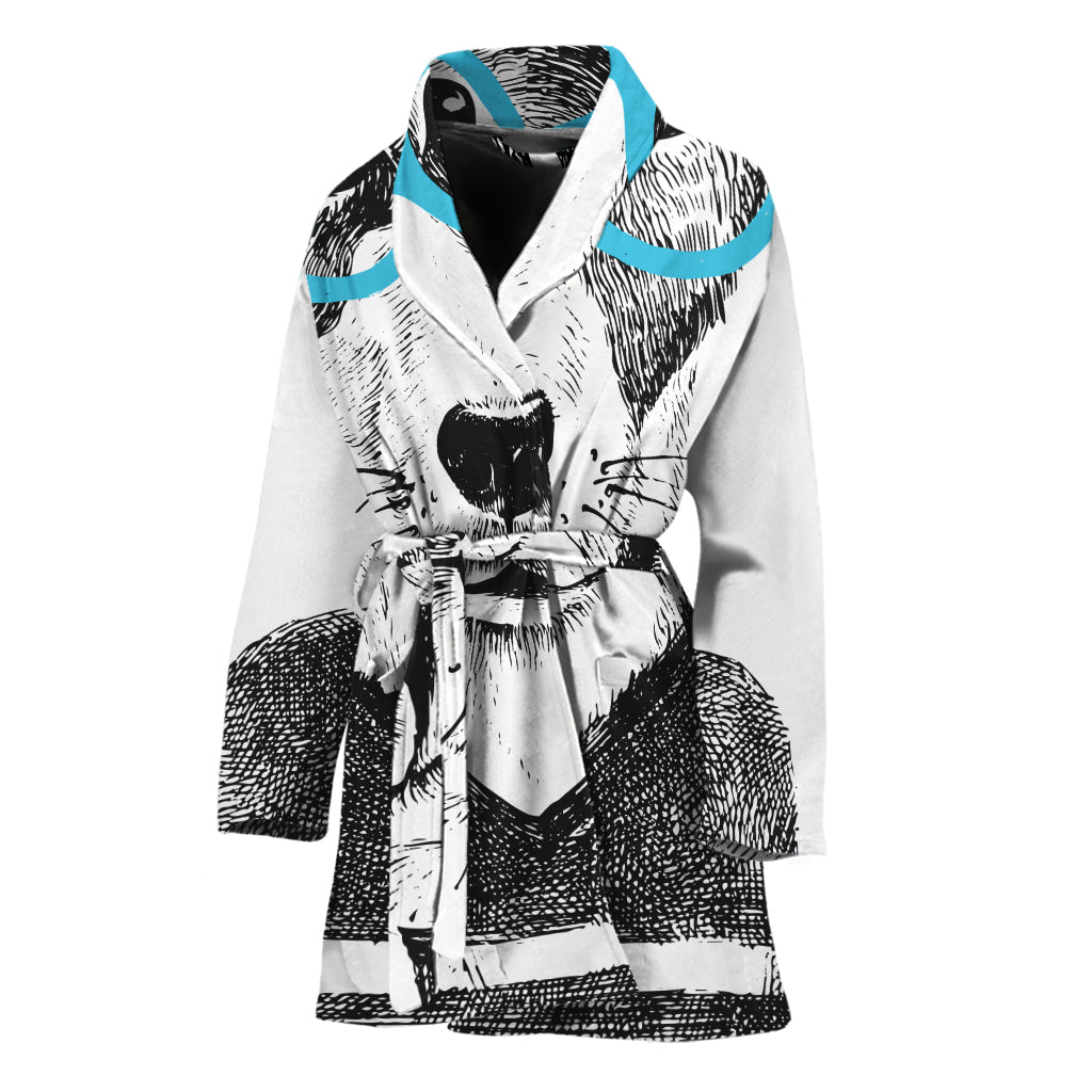 Hipster Jack Russell Terrier Print Women's Bathrobe