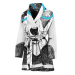 Hipster Jack Russell Terrier Print Women's Bathrobe