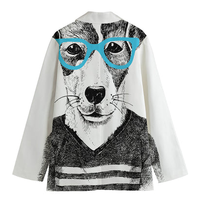 Hipster Jack Russell Terrier Print Women's Blazer