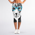 Hipster Jack Russell Terrier Print Women's Capri Leggings