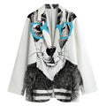 Hipster Jack Russell Terrier Print Women's Cotton Blazer