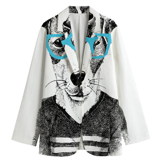 Hipster Jack Russell Terrier Print Women's Cotton Blazer