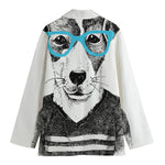 Hipster Jack Russell Terrier Print Women's Cotton Blazer