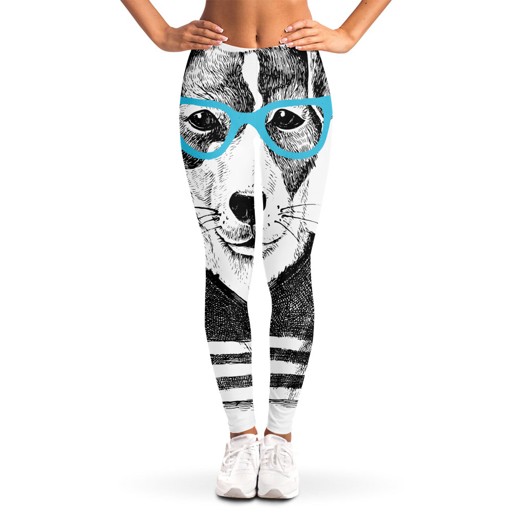 Hipster Jack Russell Terrier Print Women's Leggings
