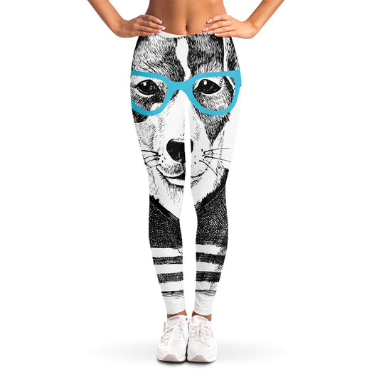 Hipster Jack Russell Terrier Print Women's Leggings