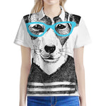 Hipster Jack Russell Terrier Print Women's Polo Shirt